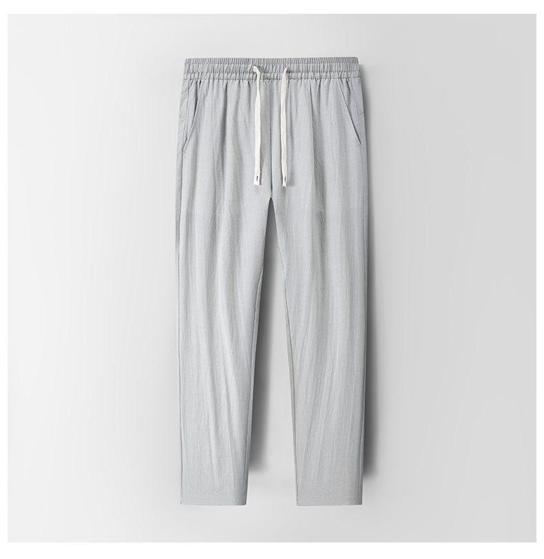 Men's Breathable Lyocell Linen Summer Trousers - Casual, Comfortable, Elastic Waist, Straight Leg, Solid Color.