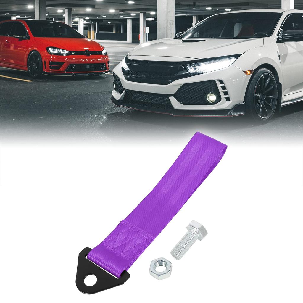 X AUTOHAUX Bumper Trailer Belt Tow Strap Tow Strap Aluminum Alloy Nylon 29 X 4.7cm Murasaki