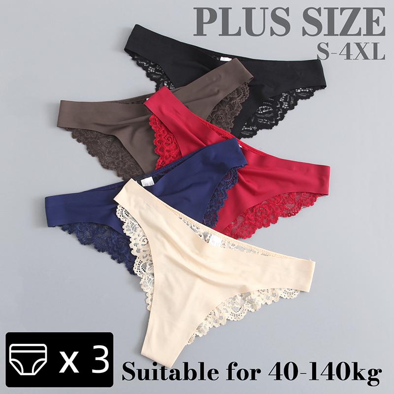 3 Stück Damen Sexy Dessous Slips Spitze Übergröße Slips Niedrige Taille Unterhosen Intimbekleidung Nahtlose Slips Seidenhöschen Damen Tangas