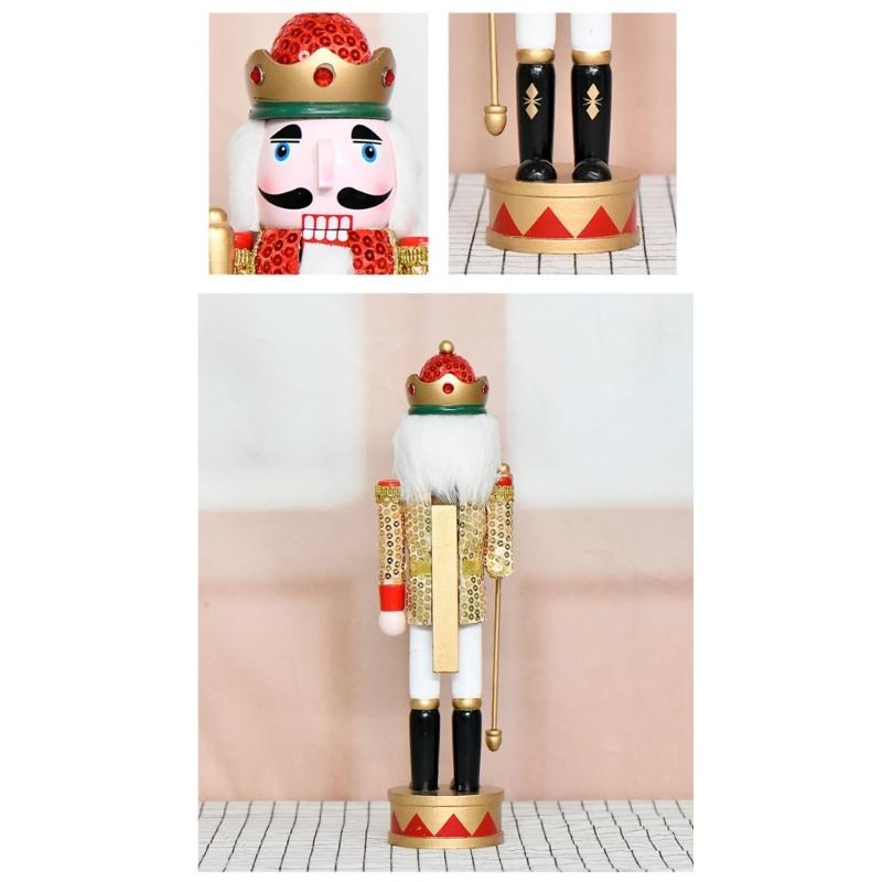 Christmas Nutcrackers Ornament Small Wooden Soldier Christmas Decorations Nutcrackers Figure Ornament for Table Shelf