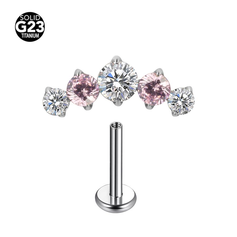 F-136 Titanium Alloy 1.0-1.2 Gauge Internally Threaded Cartilage Lip Ring Stud