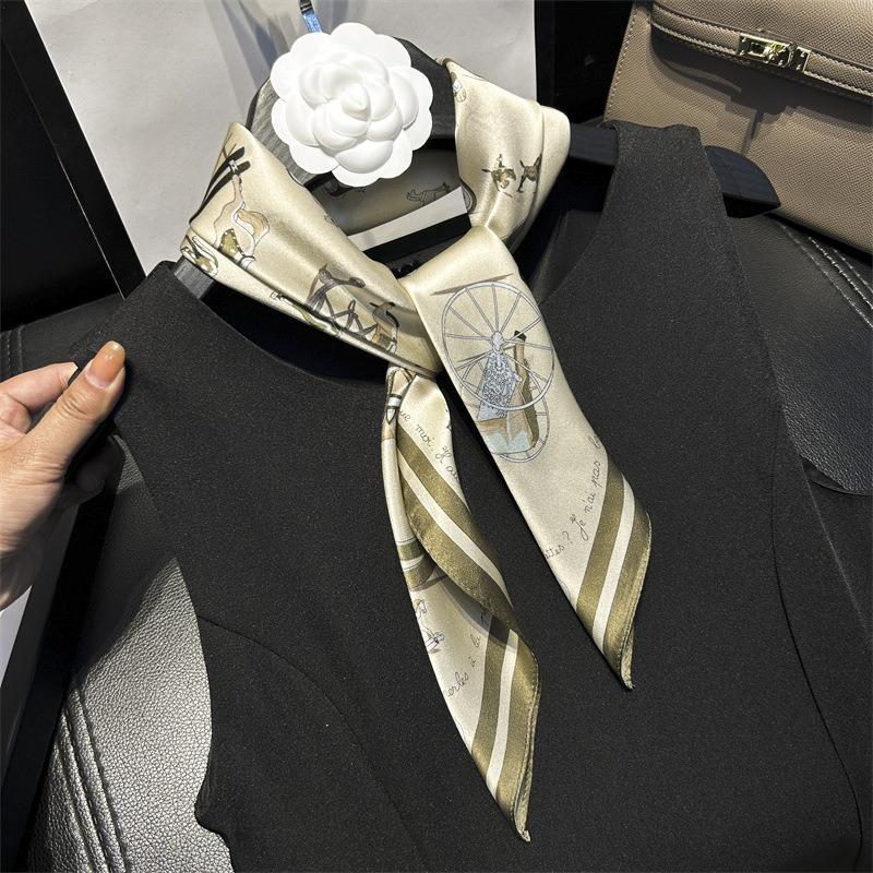 Spring and summer thin mulberry silk scarf women's beige pony silk 70 small square scarf professional decorative silk gift