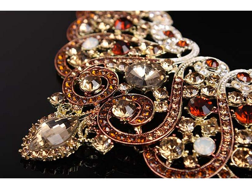 Elegant Full Diamond Clavicle Necklace & Earring Set for Evening Dress & Bridal Wear