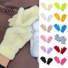 Fashionable Winter Handwear Warm Coral Fleece Gloves for Women, Soft Five Finger Comfortable Office Typing Mittens Gloves, Solid Color Thermal