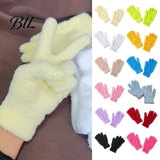 Fashionable Winter Handwear Warm Coral Fleece Gloves for Women, Soft Five Finger Comfortable Office Typing Mittens Gloves, Solid Color Thermal