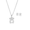 Cute Panda Pendant Necklace & Earrings Set - Teddy Heart Bear Clavicle Chain