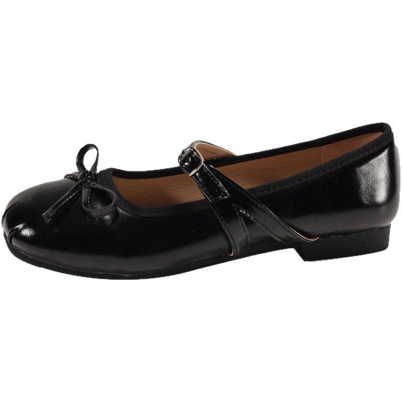 Spring fashion bow gentle Mary Jane shoes new round head shallow mouth flat bottom skirt women's small leather shoes