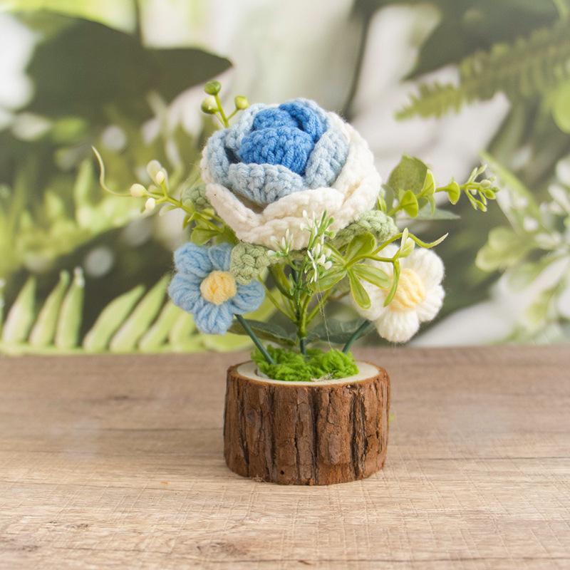 Finished Products, Hand-woven Potted Plants, Wool, Crocheted Sunflower Bouquets, Hand Gifts, Home Ornaments, Knitted Simulated Flowers