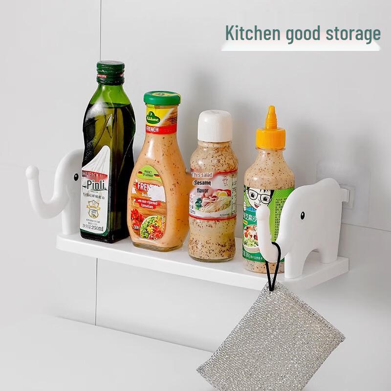 Cream Style Bathroom Storage Shelf with Hooks