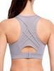 Yvette Sports No High Back Large Integrated Sports M Purple Bra, Bounce, Women's, Support, Mesh, Y-Back, Hook, Size, Non-Wired, Cup, Bra, Running,