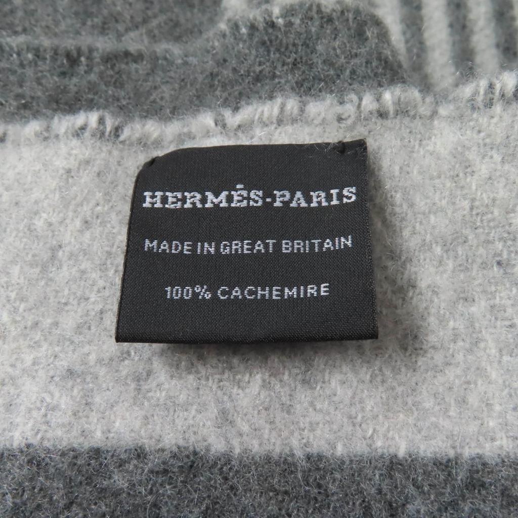Excellent HERMES Scarf Sangle a Bookle With fringe cashmere Women Used