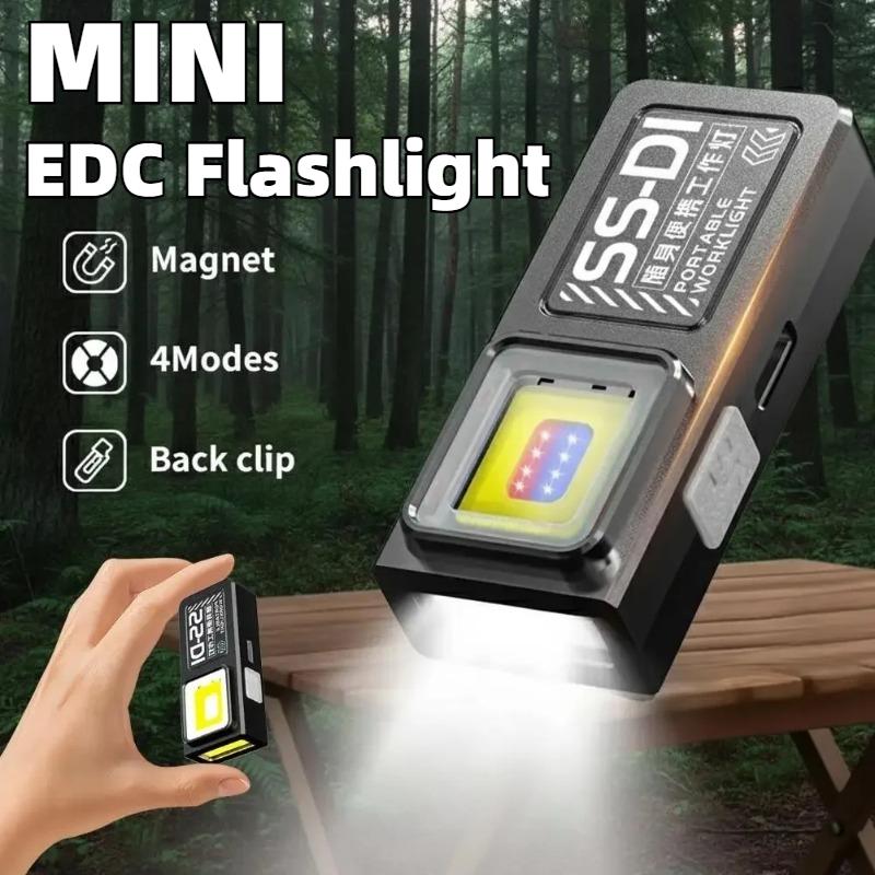 Mini Portable COB LED Flashlight Rechargeable Powerful Work Light with Clip Magnet Waterproof EDC Camping Walking Pocket Lamp