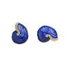 Antique Blue Enamel Conch Earrings In Oil Painting Style - Chinese Retro Inspired Fashion Jewelry