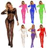 Fishnet Bodystocking Lingerie Full Body Mesh Suit Cutout Design Stretchy Open Crotch Hosiery One Piece Bodysuit
