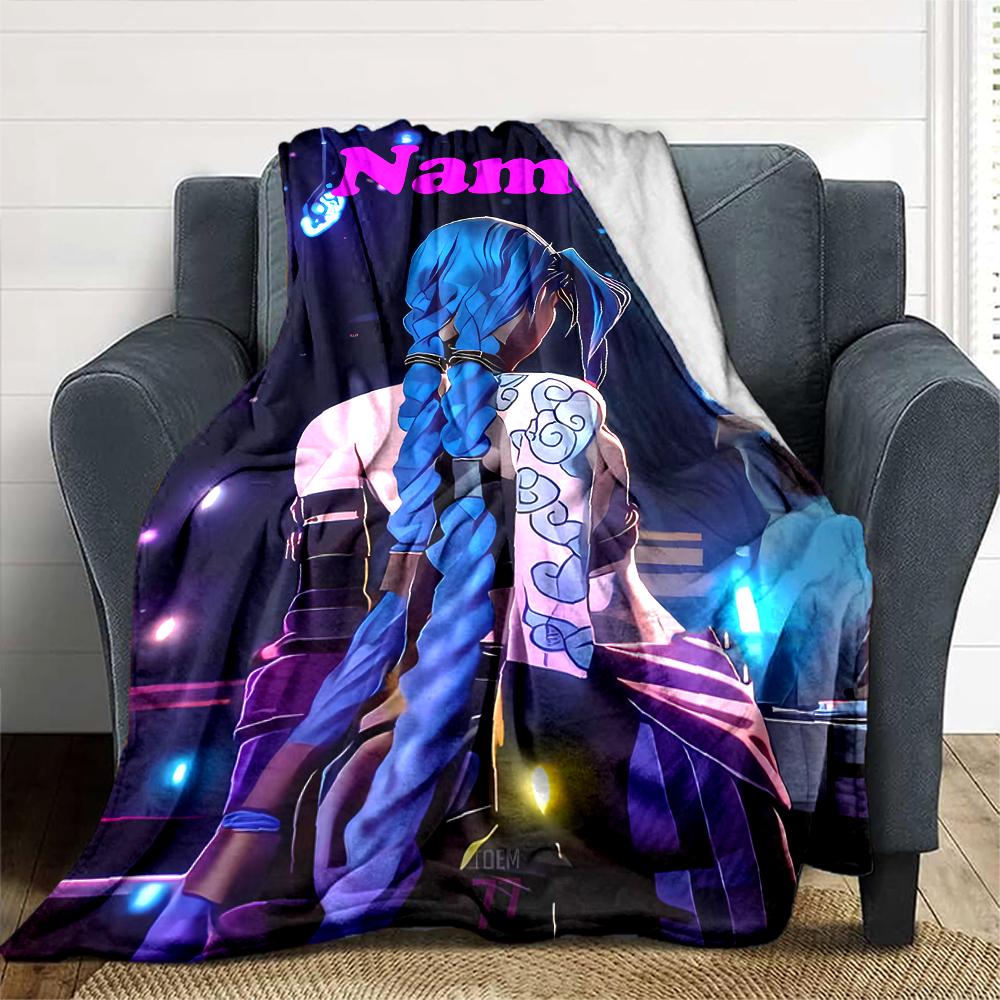 Customiz Name Personality League of Legends Jinx Blanket Soft &Warm Sofa Office Bed Travel Lunch Break Blanket, Gift Suitable All Seasons