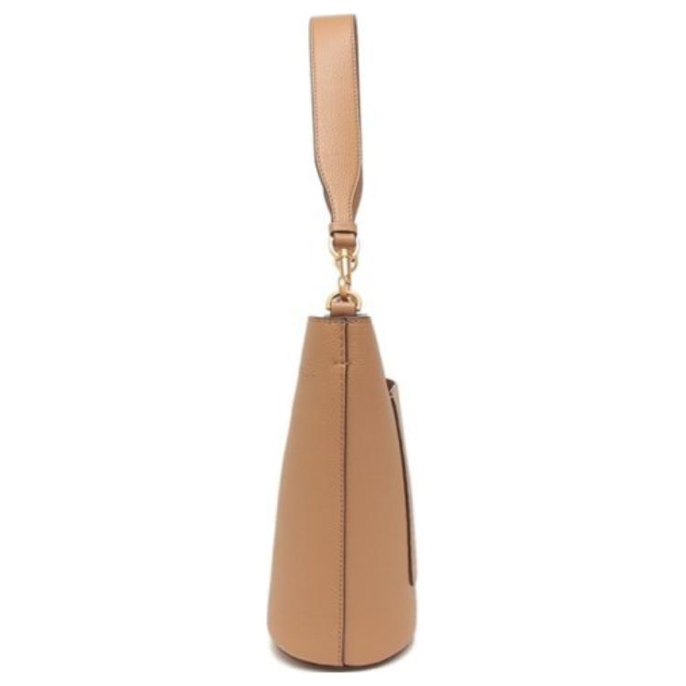 Tory Burch Mcgraw Minimalist Fashion Detachable Shoulder Strap Leather Bucket Bag Women Bags Brown 143544-227