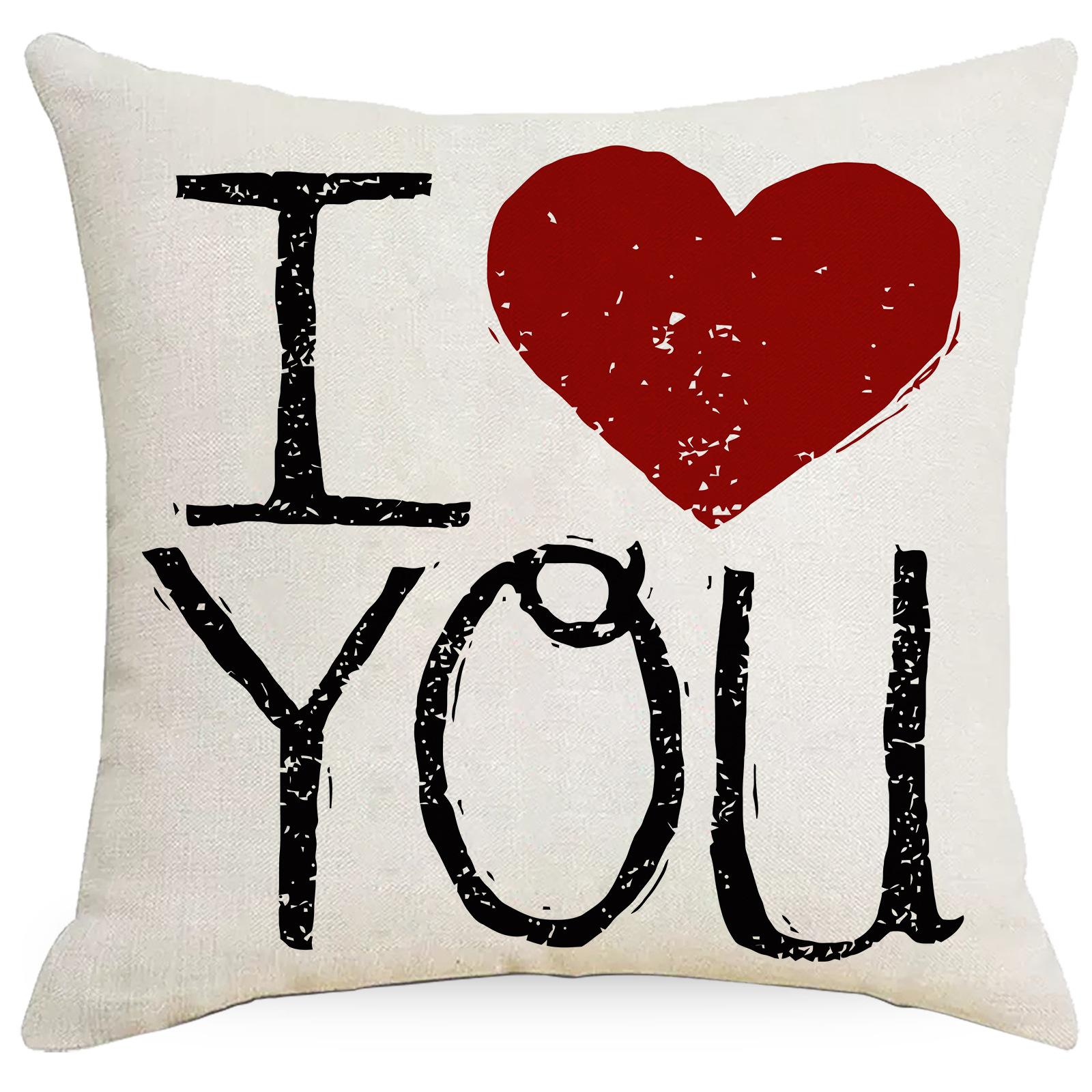 

Valentine S Day Pillow Cover Home Festival Red Love Line Pillow Sofa Decorative Cushion Premium Durable Quality 45 * 45Cm without pillow core