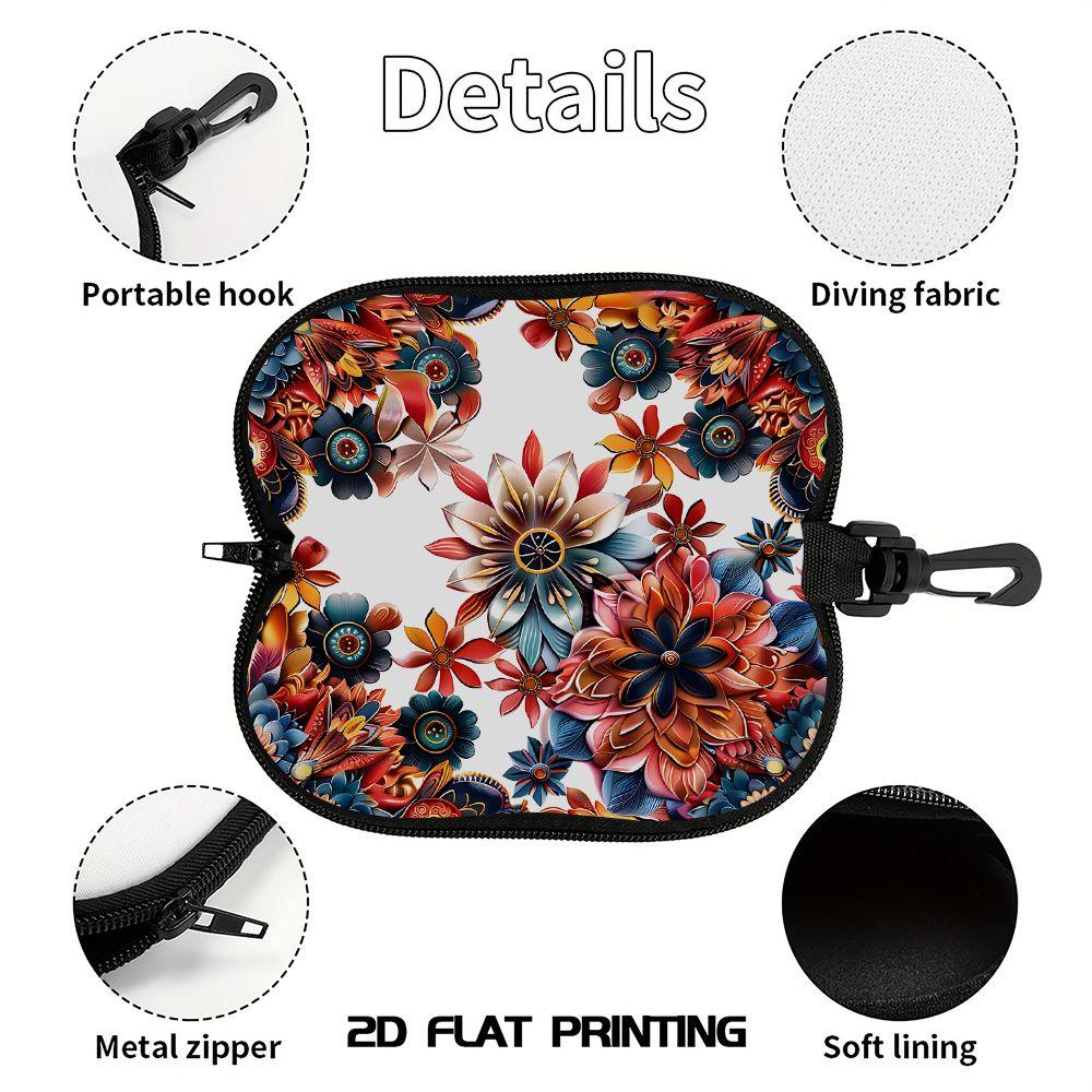 2D-Boho Floral Printed Protective Sunglasses Case, Vintage Flower Pattern Eyeglasses Holder, Stylish Travel Eyewear Organizer Box, Fashion Accessories