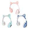 LXB39C Kinderkopfhörer, Bluetooth 5.0, faltbar, kabellos, leuchtende Musik, Katzenohr-Kopfhörer für Kinder