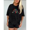 European and American Retro Old Washed Black Letters Print Cotton T-shirt Letter Printed Loose T-shirt