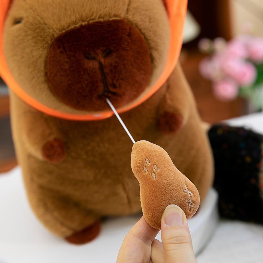 Wearing Headband Simulation Capybara Toy Peanut Stuffed Capybara Doll  Birthday Gifts