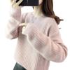 Autumn and Winter Women's Round Neck Pullover Sweater Loose Solid Color Long Sleeved Knitted Sweater for Women