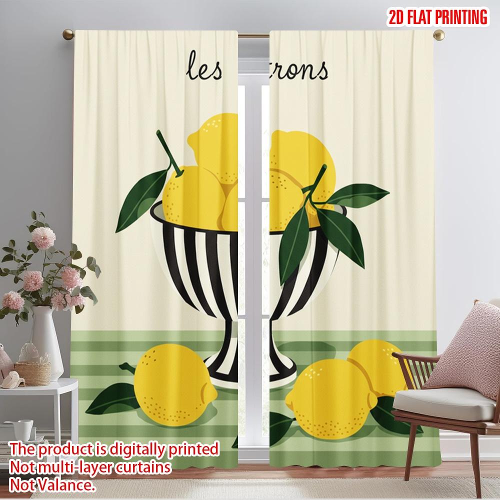 

2pcs 2D flat printing Scene Curtains Still Life Lemons France Polyester Without Electricity Festive Holiday for Holiday Decor 52.50×116.00 CM 2pcs