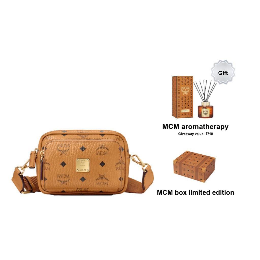 New MCM Klassik Crossbody X Mini Visetos Cognac MMRAAKC03CO001