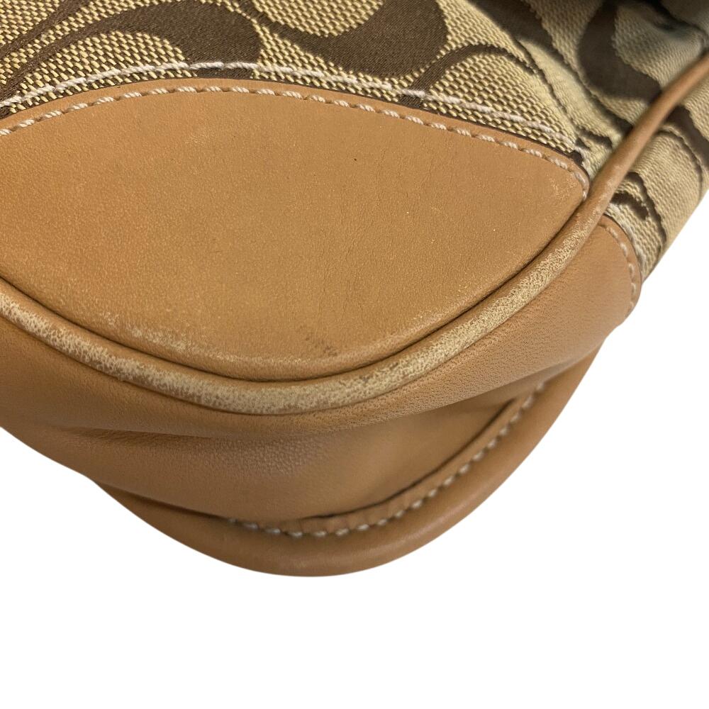 Coach 10567 Turn Lock Signature Canvas Shoulder Bag Brown Canvas Women Used