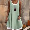 Women's Fashion Summer Spring Solid Color Print Sleeveless O-Neck Casual Dresses
