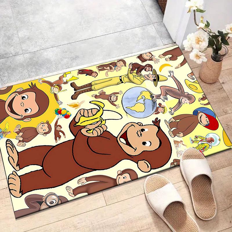 1pc Curious George (9) Design Printed Area Rug Carpet for Bedroom Living Room Home Decor Rugs Mat Non Slip Mat Rug for Bedside