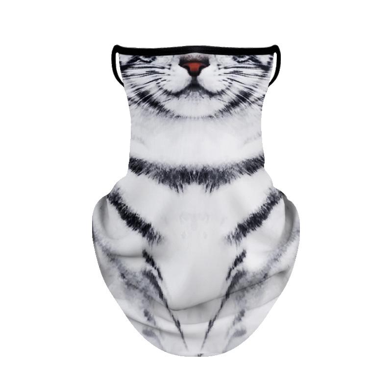 

Маска для лица животное TikTok: Уличный солнцезащитный бафф на шею с креплением за уши для велоспорта, ледяной шелк, дышащий, готов к лету One Size