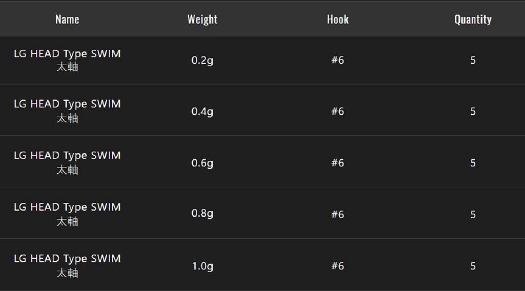 Jackall Jig Head LG Head Type Swim L Size 0.4g 5pcs (1487)