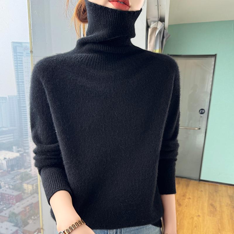 Women's Cashmere High-Neck Sweater, 2025 Style: Thickened Saddle Shoulder, High-End Fashion, Loose Fit