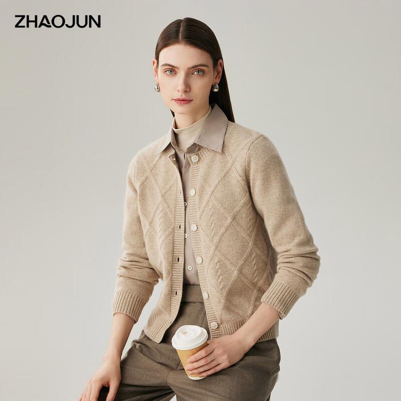 

Zhaojun Women s 100% Cashmere Round Neck Cardigan Sweater 2XL
