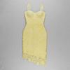 European & American Sexy Spaghetti Strap Lace Trim Irregular Midi Party Dress
