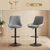 Set of Two Faux Leather Retro Bar Stools - Light Grey
