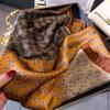 Luxury Brand Elegant Contrast Color Square Scarf Stylish Small Flower Print Neck Scarf Casual Imitation Silk Smooth Headband
