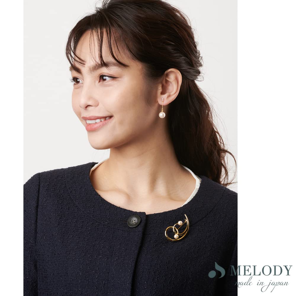 Made In Japan Resin Pearl Earrings Dangling Earrings [Melody Accessories] Non-Pierced (NT-J13) (Gold, 1cm)