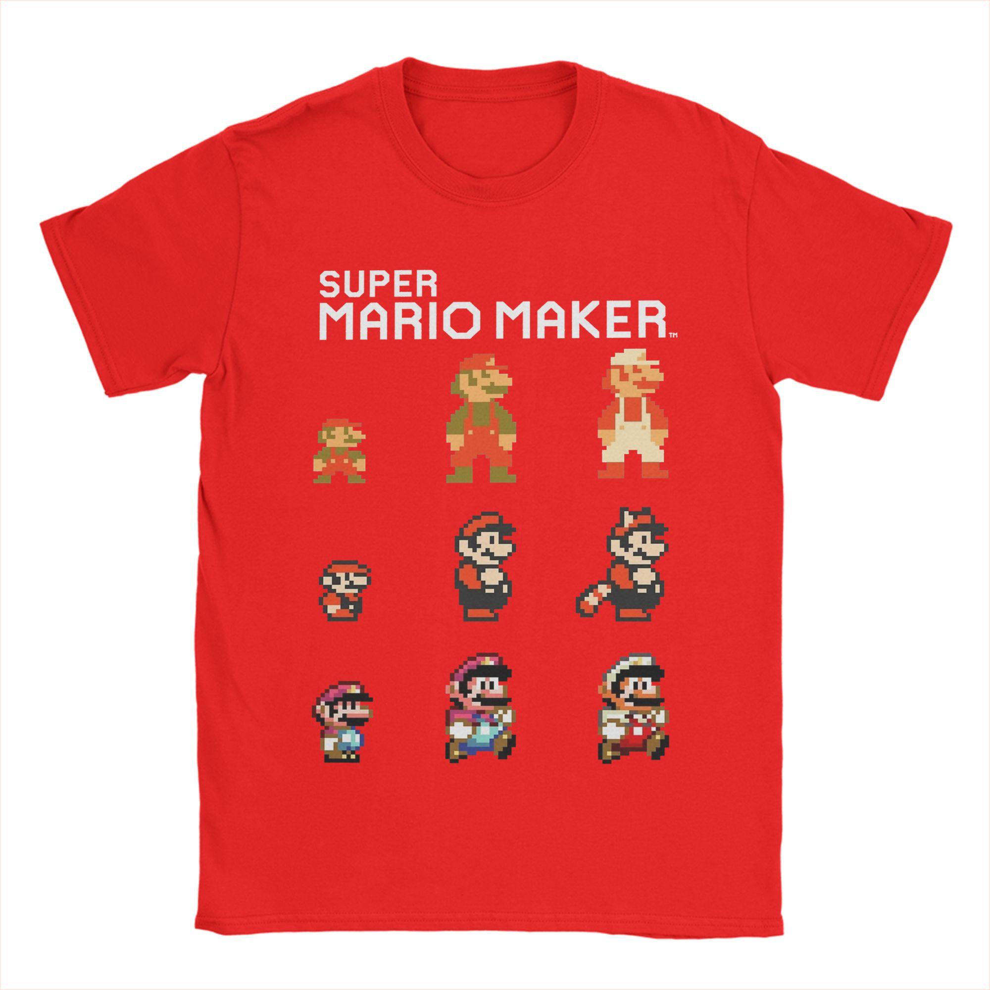Supers Marios Maker Evolution 8Bit Pixel Icons T Shirt Mens Pure Cotton Funny TShirt O Neck Tees Short Sleeve Tops Printed M