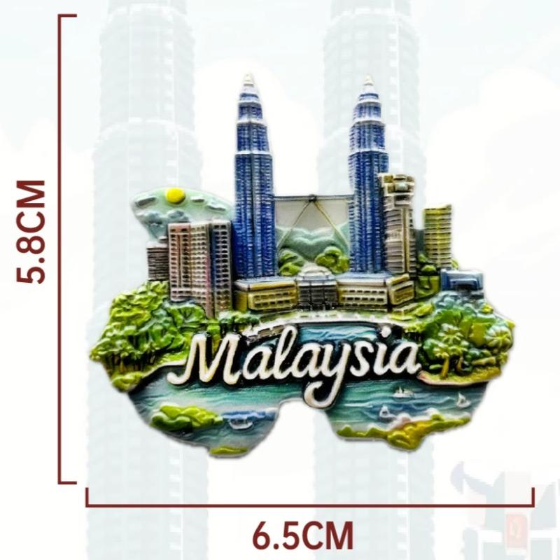 Malaysia Fridge Stickers Kuala Lumpur Travel Souvenirs Hibiscus Flowers Petronas Twin Towers Fridge Magnets Wedding Gifts
