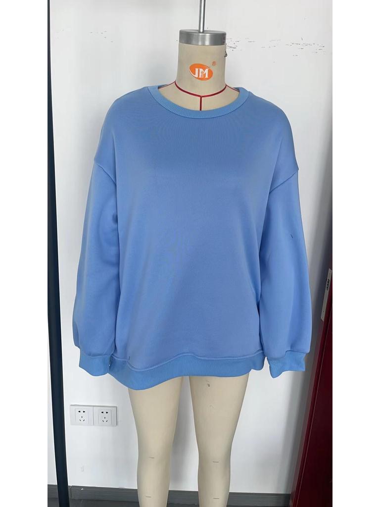 Women's Oversized Plus Velvet Round Neck Pullover Sweatshirt