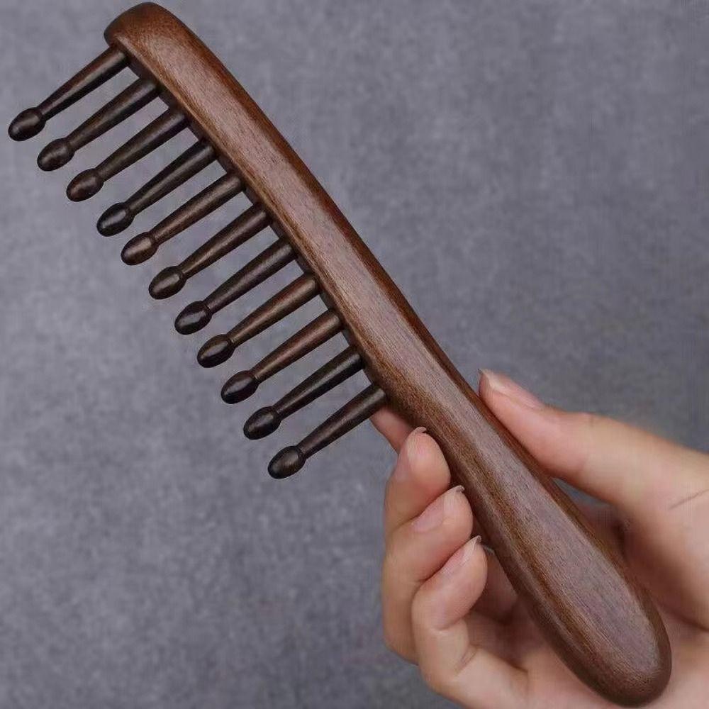 Wide Tooth Wooden Massage Comb Anti-static Head Meridian Hair Comb Natural Wood Hairbrush  For Girl