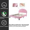 Letto Matrimoniale Imbottito 140 x 200 cm, Struttura con Testiera a Forma di Fiore e Rete a Doghe, per Adulti-Ragazzi in Tessuto di Velluto Amico della Pelle, Letto per Ospiti Rosa