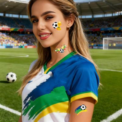 5Pcs Football Temporary Tattoos Men Women Soccer Ball Themed Fake Tattoos Face Sticker Game Day Sports Events Party Supplies Favors