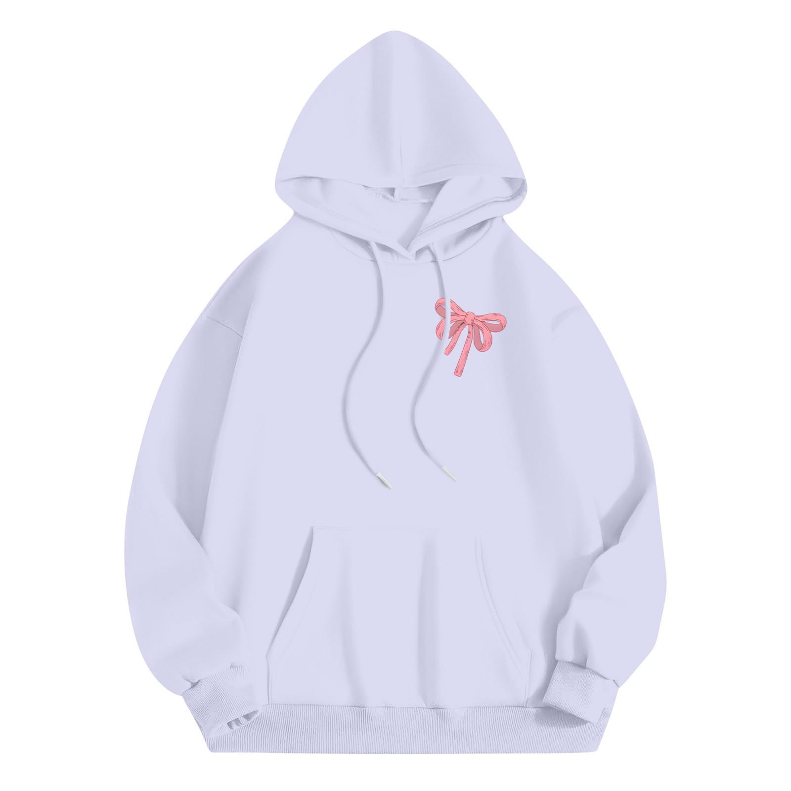 

Женская модная толстовка с длинным рукавом, принтом в виде букв и бантов, с капюшоном, пуловер на завязках, с большим карманом, толстовка сверху XXXL белый