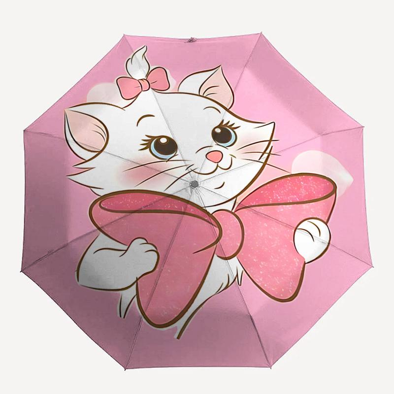 Kitty, Bow Themed Automatic Opening and Closing Umbrella, Brightly Colored 8-rib Portable Umbrella, Suitable for Men and Women, A Perfect Gift for Chr