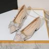 French Pointed Single Shoes Women's 2025 Spring and Autumn Boat Shoes Shallow Fairy Shoes Gentle Thick Heel Large Size Women's Shoes 41-43