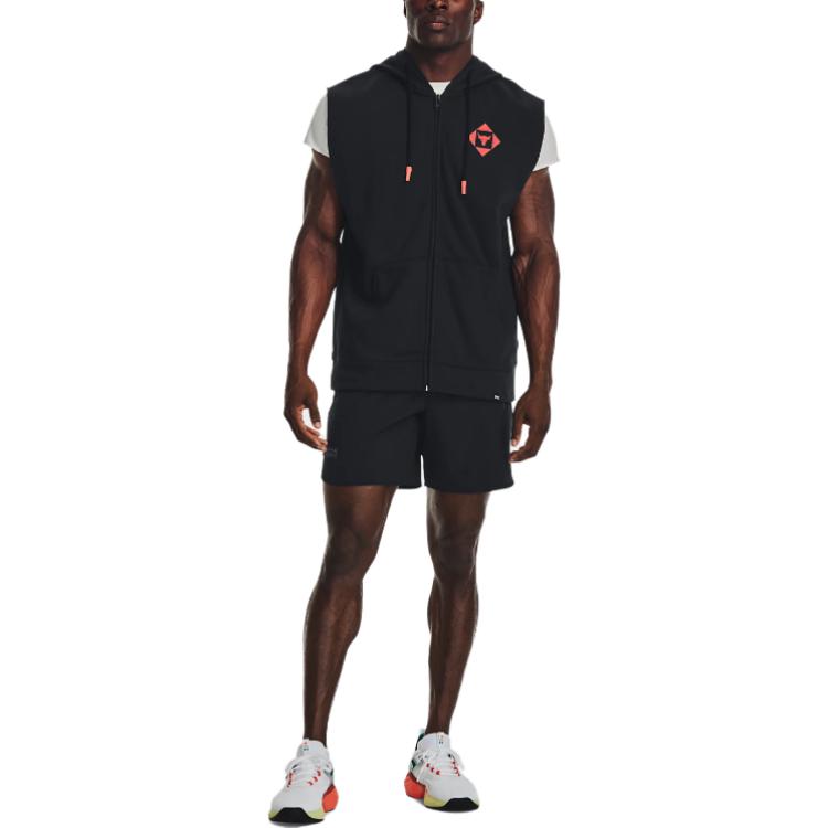 Under Armour Unifarbiger Zip-Hoodie Ärmellos Herren Tops Schwarz 1377434-001