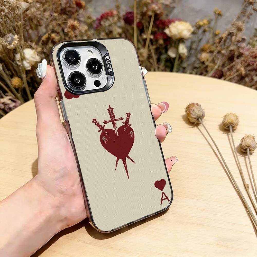Ace Of Spades Poker Phone Case For iPhone 17,16,15,14,13,12,11 Plus,Pro Max,XS,Colorful Silver Phone case Funda Cover
